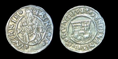 1544年 ハンガリーキング フェルディナンド マドンナ＆チャイルド アンティーク オールドシルバー デナーコイン-