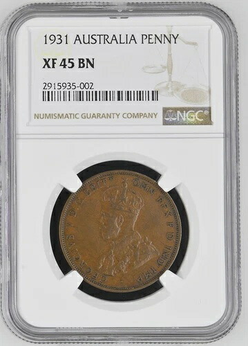 1931年 オーストラリア 1ペニー-NGC XF 45 BN キー日付 無料米国/12.50 ドル世界発送-