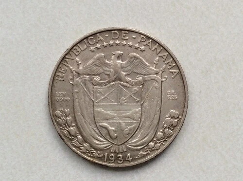 1934年 パナマ共和国 1/4バルボア銀貨 KM#11.1 D9951