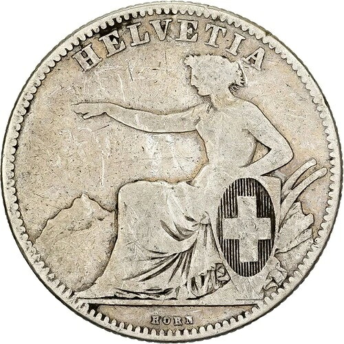 [#1121455] スイス、2フラン、1860年、ベルン、銀貨、F