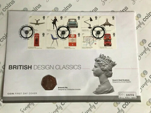 1997年 英国デザインクラシックス 50ペンス硬貨カバー 初日カバー FDC