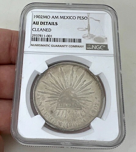 メキシコ 1902年 Mo AM シルバーペソ AU 詳細クリーニング済み -95210