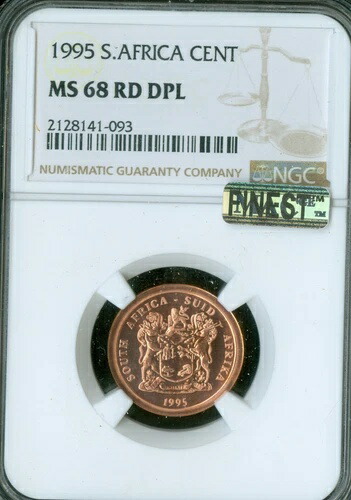1996年 南アフリカ 5セント NGC MS68 DPL MAC 最高級 スポットレス 4,827枚鋳造。