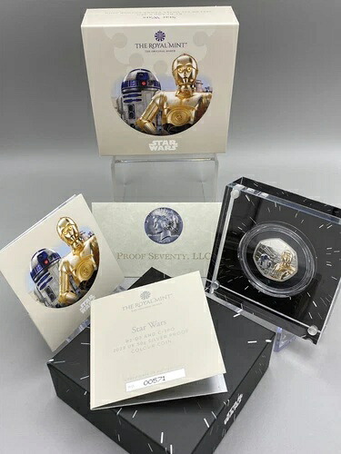 2023年 スターウォーズ R2-D2 & C-3PO 英国 50ペンス シルバー プルーフ カラーコイン OGP ボックス & COA付き