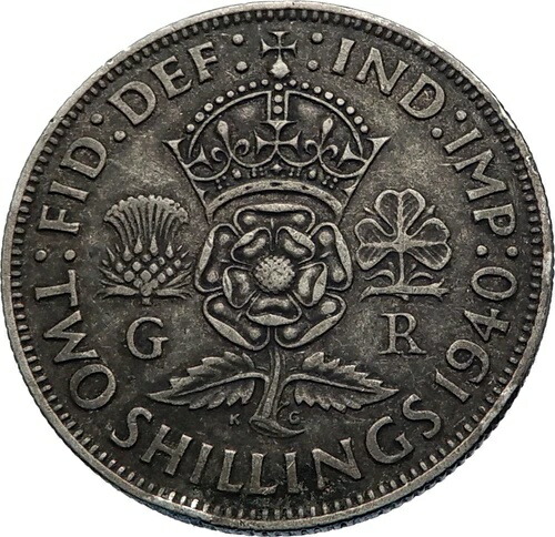 1940年 イギリス ジョージ6世 銀 フローリン 2シリング コイン i71950