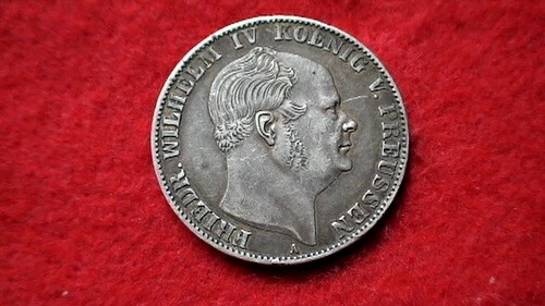 1859A プロイセン国王フリードリヒ・ヴィルヘルム4世 ドイツ 銀貨 #KM471