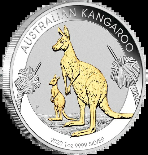 オーストラリア産 金箔 2020年 カンガループルーフ銀貨 1オンス 1ドル硬貨 オーストラリア