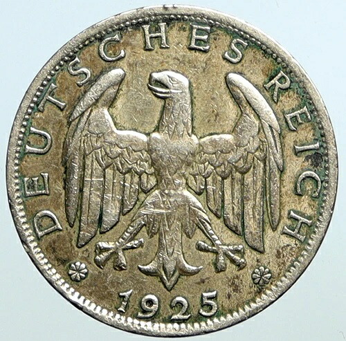 1925年 ドイツ ワイマール共和国 イーグル アンティーク オールド シルバー マルク ドイツコイン i101387