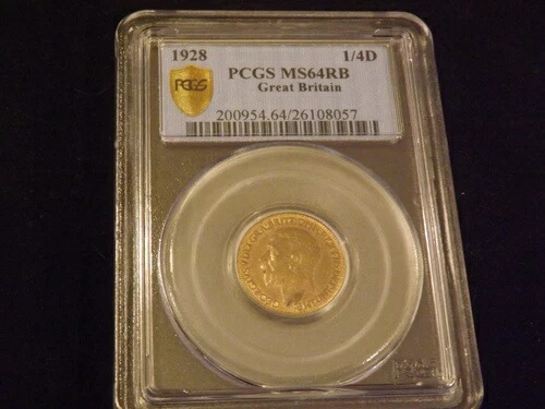 1928年 1/4 D イギリス PCGS MS 64 RB