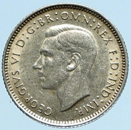 1941年 オーストラリア ジョージ6世 カンガルー アンティーク オールド シルバー 6ペンス コイン i97185