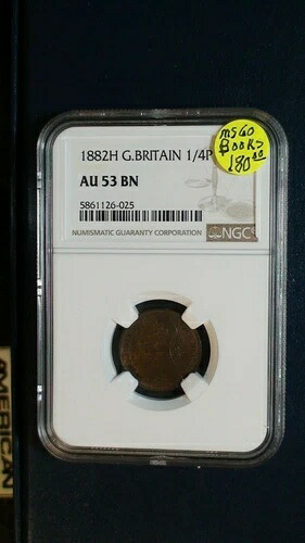 1882H イギリス ファージング NGC AU53 BN 1/4P コイン、今すぐ販売価格!
