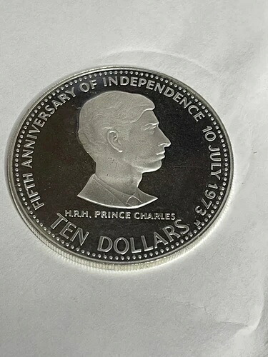 1978年 バハマ チャールズ皇太子 大型 10ドル 銀貨 プルーフコイン
