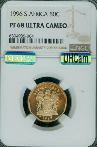 1996 南アフリカ 50 セント NGC PF68 MAC 2nd ファイネストグレードスポットレス 4,827 同様。- 40,755円