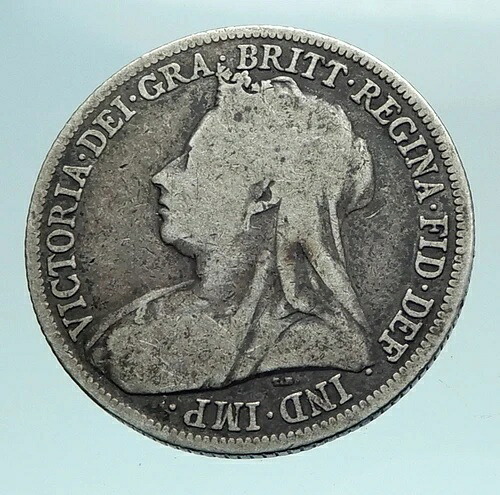 1894年 イギリス ヴィクトリア女王 シリング銀貨 i79501
