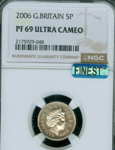 2006年 イギリス 5ペンス NGC PF69 UCAM MAC 最高グレード & スポットレス。