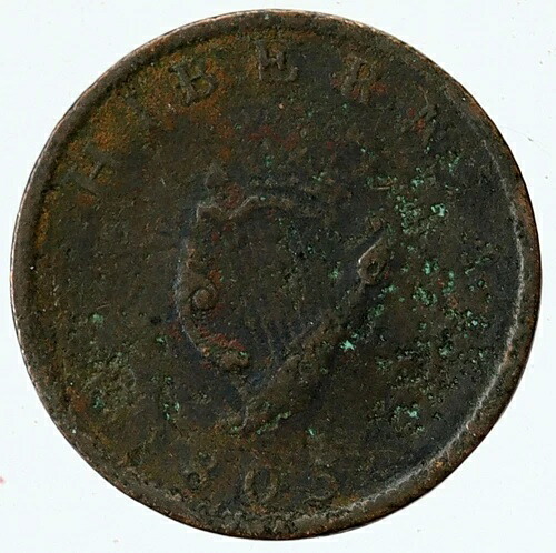 1805年 アイルランド 英国キング ジョージ 3世 アンティークライア ヴィンテージ オールド 1/2 ペニーコイン i116101-