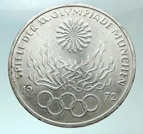 1972年 ドイツ ミュンヘン夏季オリンピック アンティーク プルーフ銀貨 10マルク i82140