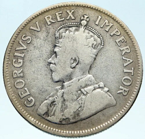 1924年 南アフリカ 英国国王ジョージ5世統治下 オールドシルバー 2 1/2シリングコイン i82822