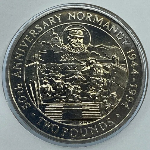 1994年 ガーンジー島解放 ノルマンディー上陸作戦 オールドプルーフ 2ポンド銀貨 i114437