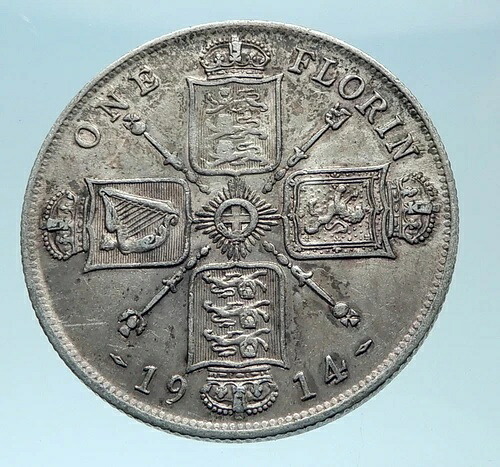1914年 イギリス ジョージ5世 フローリン銀貨 2シリング i78022