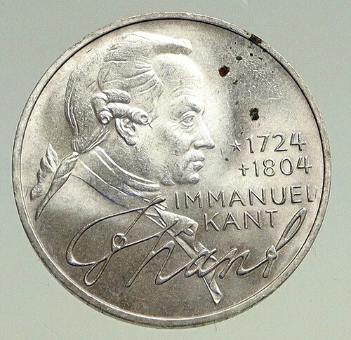 1974年 ドイツ イマヌエル・カント 哲学者 ヴィンテージ 銀貨 ドイツ 5マルク i94488
