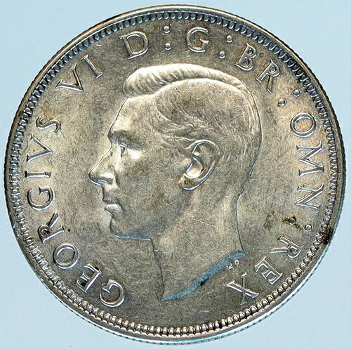 1945年 イギリス イギリス ジョージ 6世 オールドシルバー 1/2 クラウン コイン i98450-
