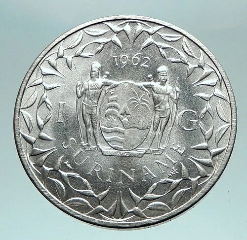 1962年 オランダ領スリナム王国 ジュリアナ女王 オールド シルバー グルデン コイン i81635 40,755円