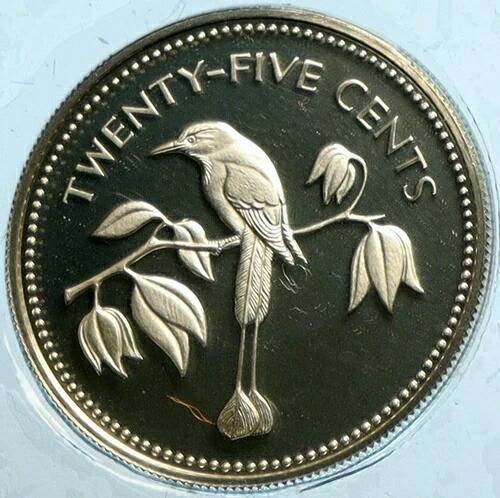 1974年 ベリーズ 鳥類図鑑 グンカンドリ 正規プルーフ銀貨 25セント i104141