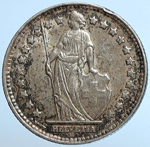 1952 B スイス ヘルヴェティア スイス国家を象徴する銀貨 1フラン i110172