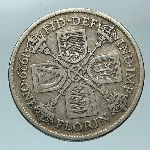 1929年 イギリス ジョージ5世 フローリン銀貨 2シリング i84498