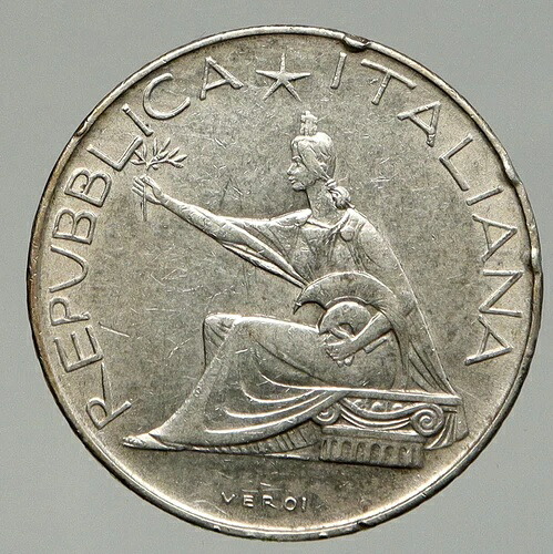 1961年 イタリア 銀貨 500リラ イタリア統一 ローマ首都 チャリオット i92438