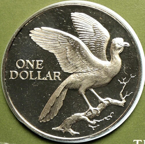 1975年 トリニダード・トバゴ アカハラカ鳥 プルーフドルコイン i104890
