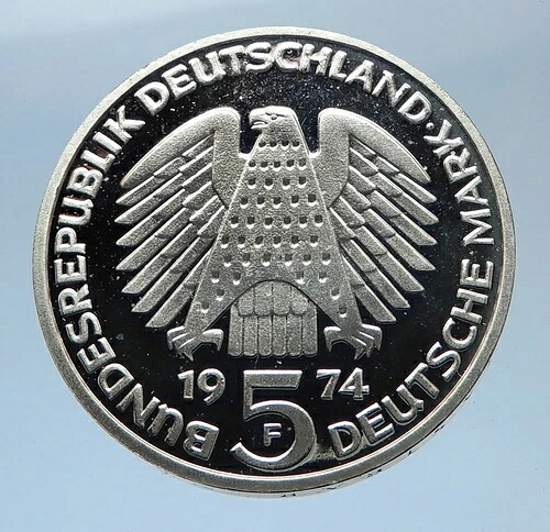 1974年 F ドイツ ドイツ連邦憲法25周年記念 銀貨 5マルク i77903