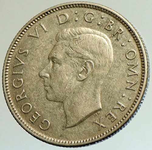 1943年 イギリス 英国ジョージ 6世 クラウンシルバー フロリンコイン i105171-