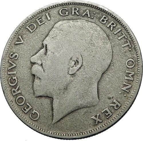 1920年 英国 イギリス 英国キングジョージ V シルバーハーフクラウンコイン i71947-
