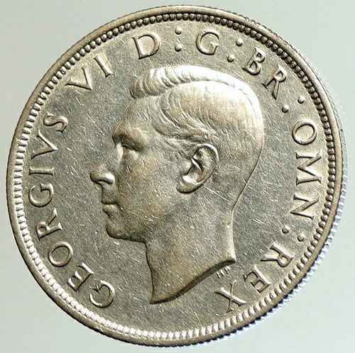 1942年 イギリス ジョージ6世 シルバー ハーフクラウンコイン i105097