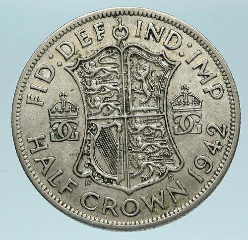 1942年 英国 イギリス 英国ジョージ 6世 シルバー ハーフクラウン コイン i83499-