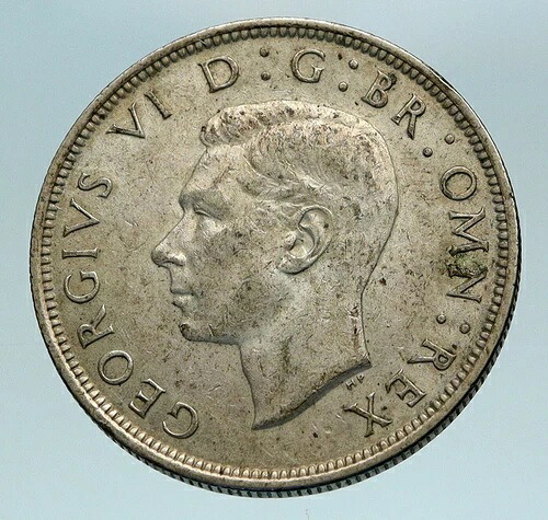 1942年 イギリス ジョージ6世 シルバー ハーフクラウン コイン i84207