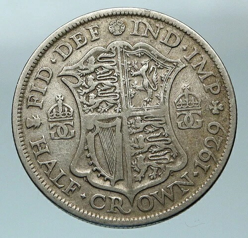 1929年 イギリス 英国 ジョージ5世 シルバー ハーフクラウン コイン i84542
