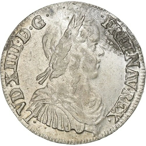 [#637988] フランス、ルイ 14 世、1/2 エキュ・ア・ラ・メッシュ・ロング、1650 年、バイヨンヌ、シル、ver