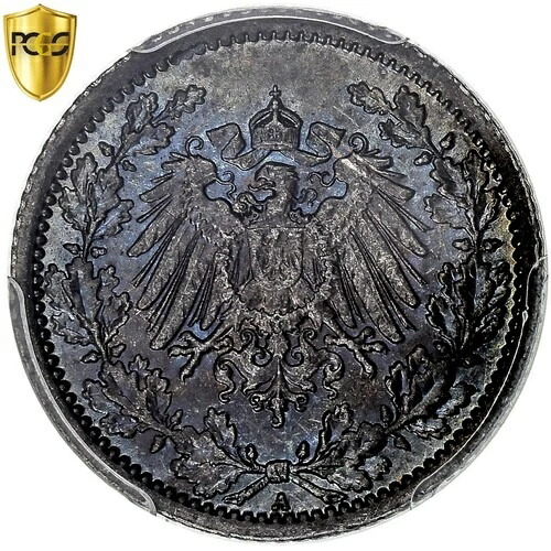 [#1277060] ドイツ帝国、ヴィルヘルム2世、1/2マルク、1918年、ベルリン、銀貨、PCGS、M