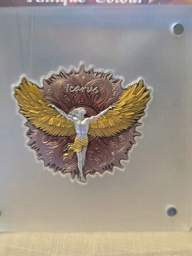 カメルーン 2025 2000フラン ICARUS 2オンス .999 シルバー 工場未開封 金メッキ #A008