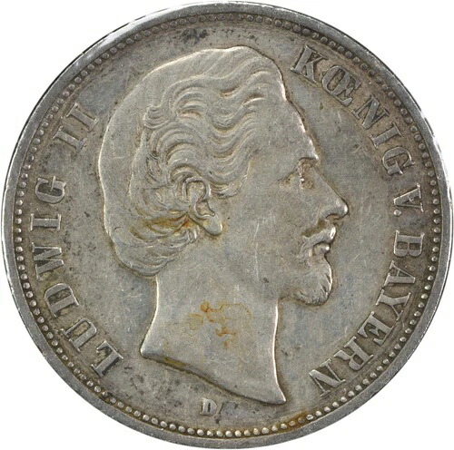 1876年 D ドイツ・バイエルン 5マーク KM896 EF 未認証 #955
