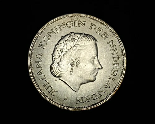 1970年 オランダ王国 ジュリアナ女王 真正銀貨 10グルデン