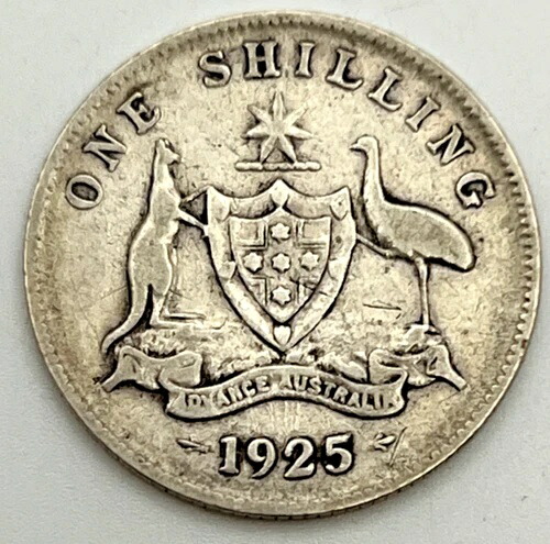 1925/3 オーストラリア 1シリング銀貨 1925年以降 3年超過 オーバーデートエラー KM#26 .925 銀貨