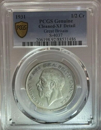PCGS 1931年 英国ジョージ V 1/2 クラウン シルバーコイン/66-