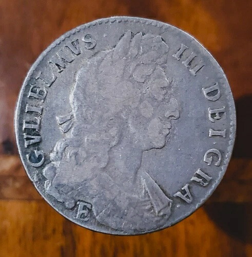 イングランド 1696-E ウィリアム3世の半冠 ~ エクセター造幣局 ~ 八つ折りエッジ ~ 魅力的
