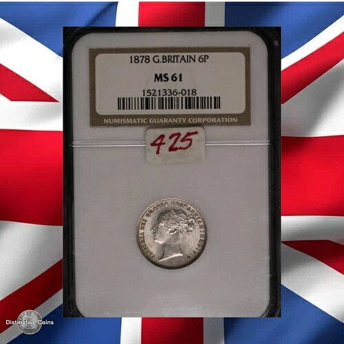 イギリス 1878年 6ペンス NGC MS61