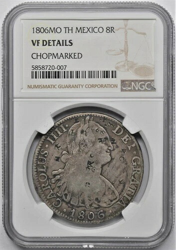 1806年 メキシコ シルバー 8R レアレス NGC VF 詳細