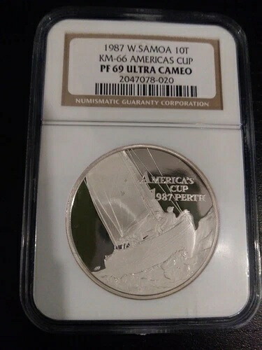 1987 西サモア アメリカズ カップ レース シルバー 10 Tala KM-66 PF 69 ウルトラ カメオ NGC